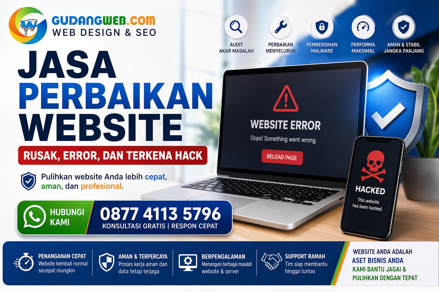 Jasa Perbaikan Website Rusak, Error, dan Terkena Hack