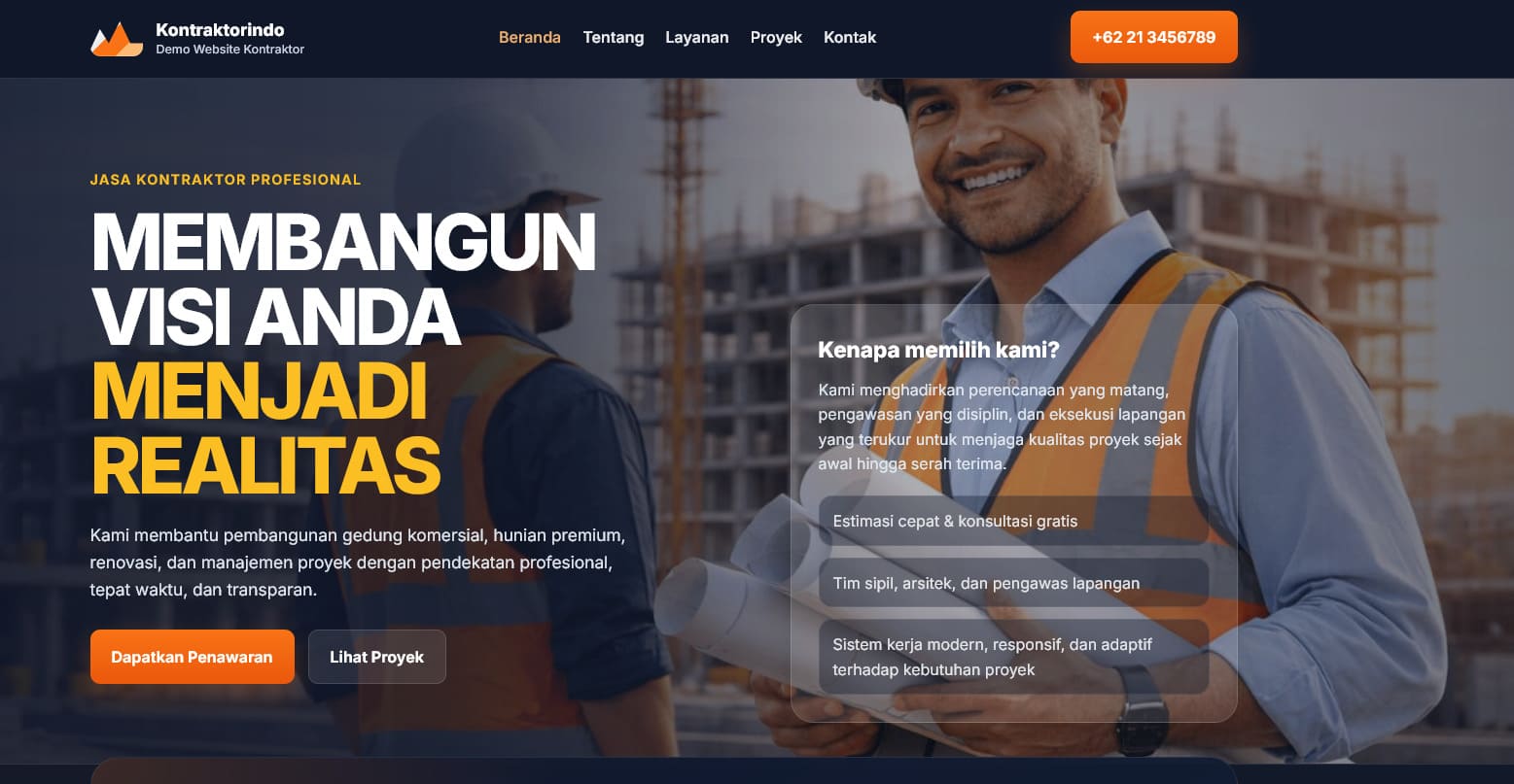 Kontrantorindo : Theme Premium Website Kontraktor